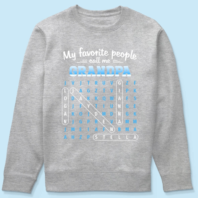 My Favorite People Call Me Grandpa Dad Word Search Puzzle - Personalized Shirt - Gift For Grandpa, Dad