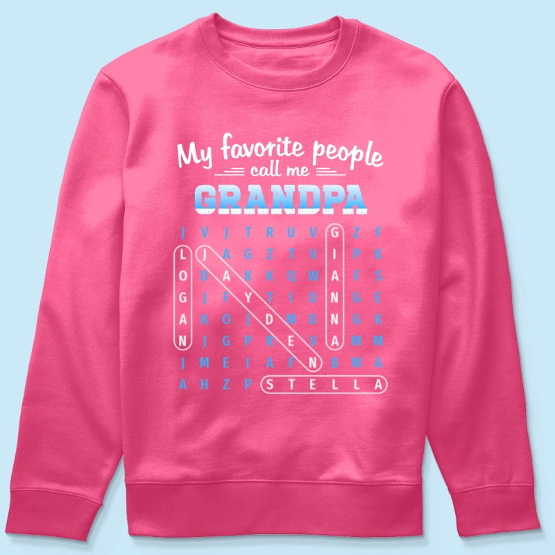 My Favorite People Call Me Grandpa Dad Word Search Puzzle - Personalized Shirt - Gift For Grandpa, Dad