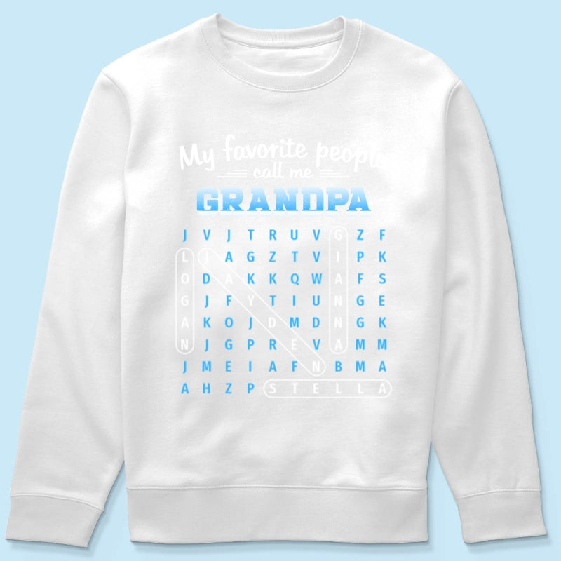 My Favorite People Call Me Grandpa Dad Word Search Puzzle - Personalized Shirt - Gift For Grandpa, Dad