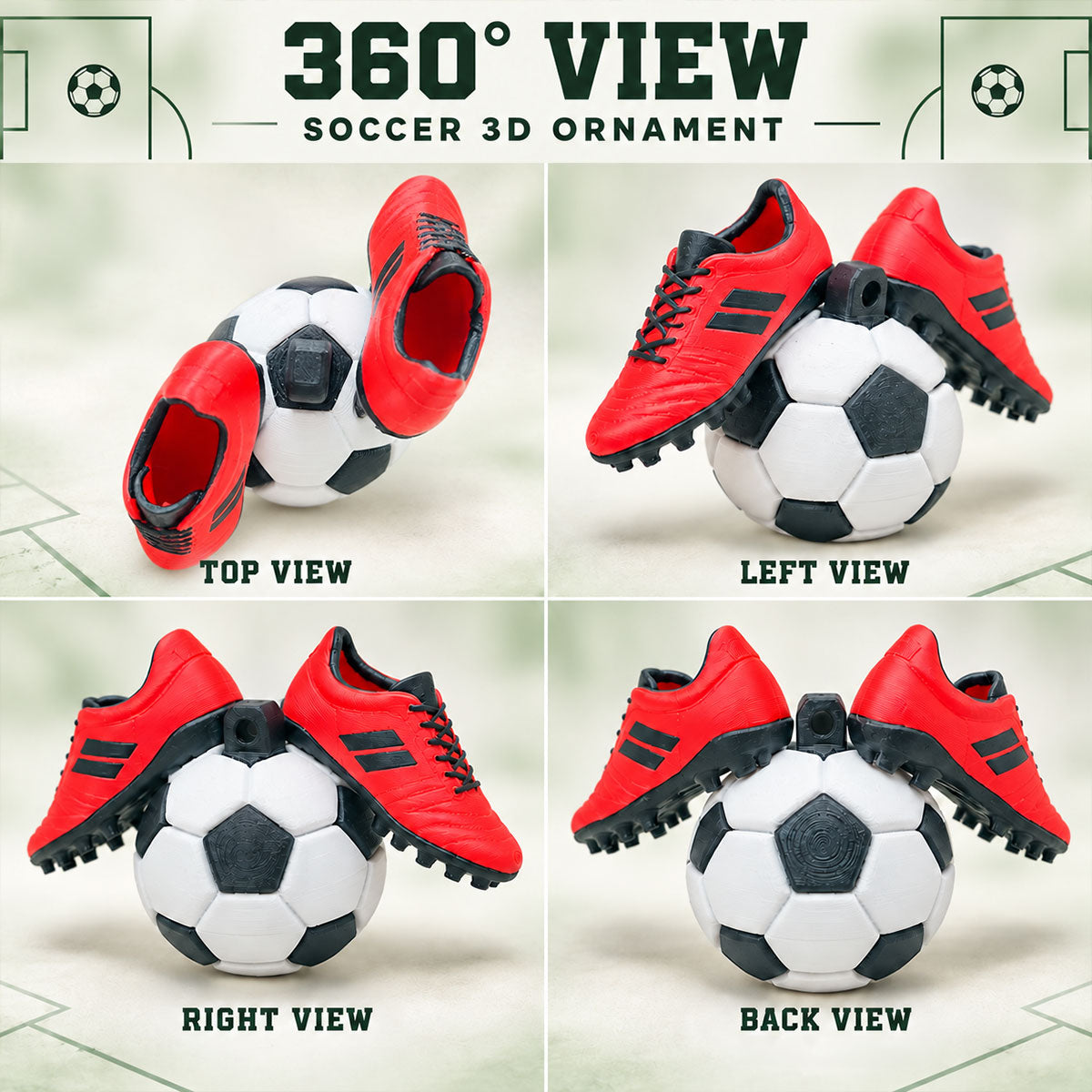 Soccer Ball Custom Name & Number - Personalized 3D Ornament - Gift For Soccer Lovers, Soccer Team, Boys, Girls, Grandkids