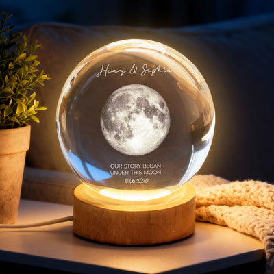 This is What the Moon Looks Like on Our Special Day - Personalized Crystal Ball LED Night Light - Sentimental Gift for Her, for Him