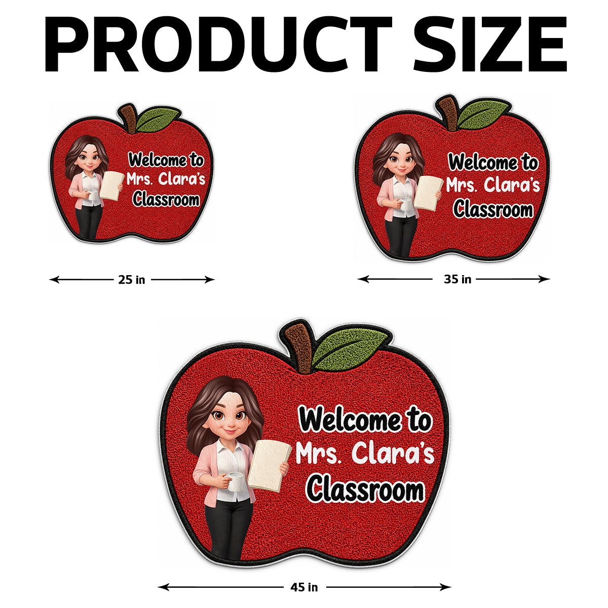 Happy Teacher Apple Welcome To Classroom - Personalized Doormat - Back To School Gift For Teacher, Classroom Decor