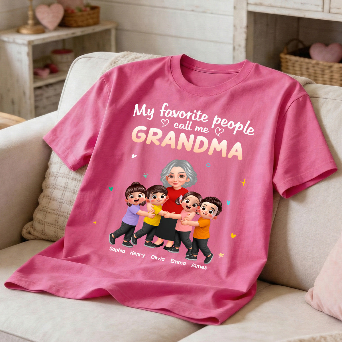 My Favorite People Call Me Grandma Happy Grandma Grandkids - Personalized Shirt - Gift For Grandma
