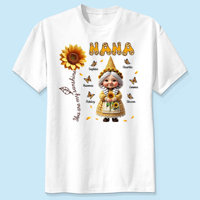 Leopard Sunflower Gnome Grandma Personalized Shirt, Gift For Grandma