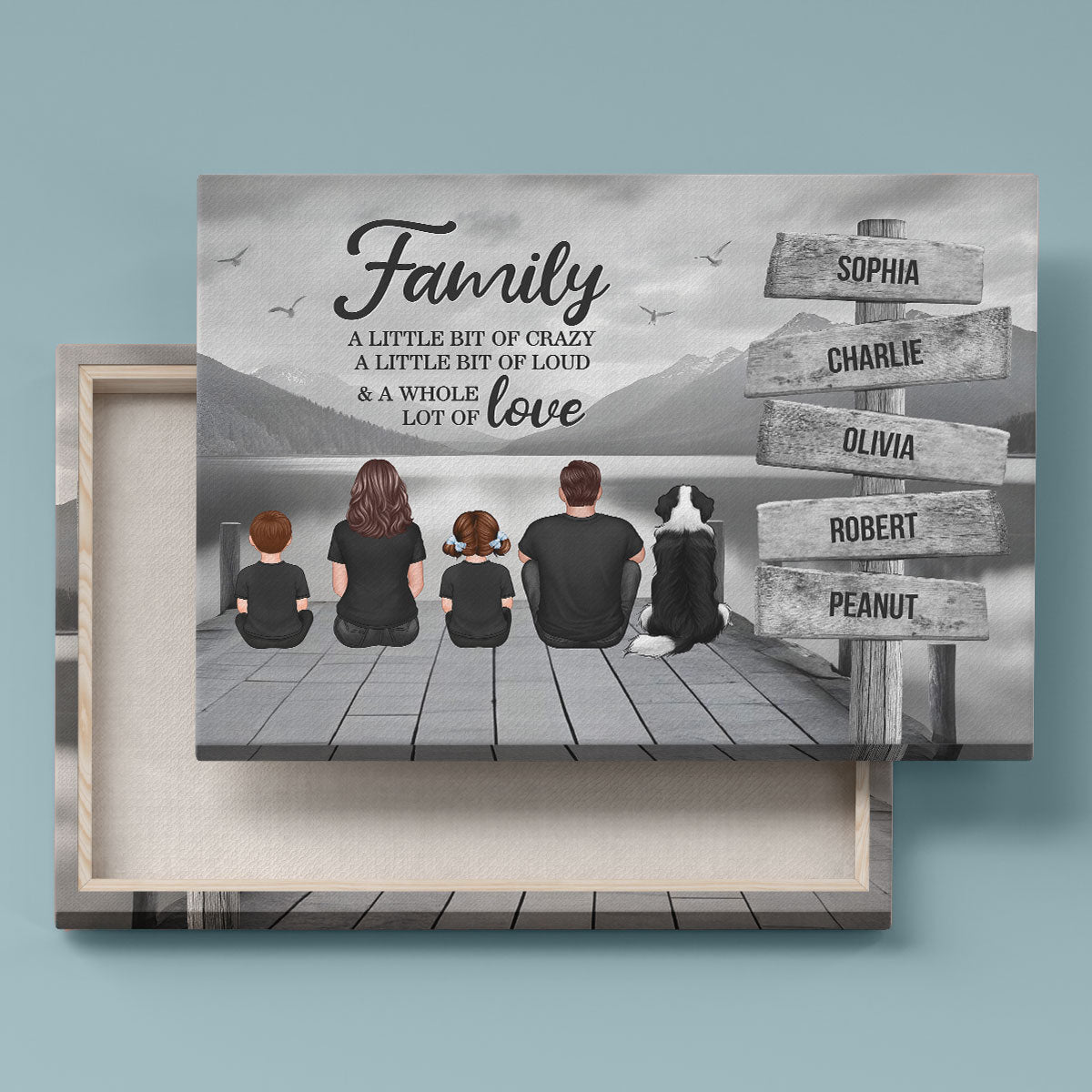 Family A Little Whole Lot of Love Sign Posts Personalized Wrapped Canvas, Heartfelt 2025 Father's Day Gift For Dad, Husband