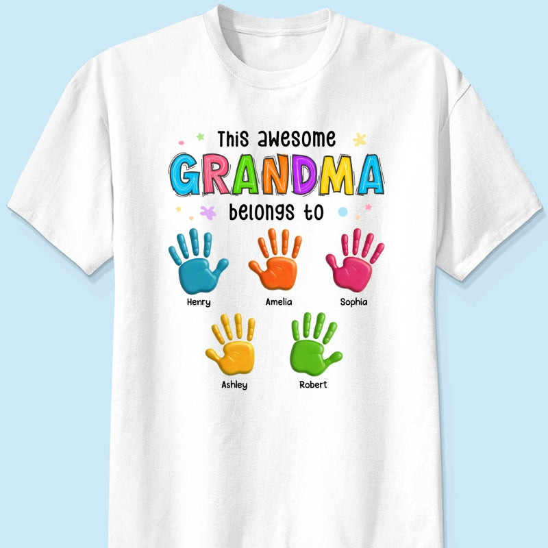 Belongs To Hand 3D Effect Colorful Handprints Personalized Shirt