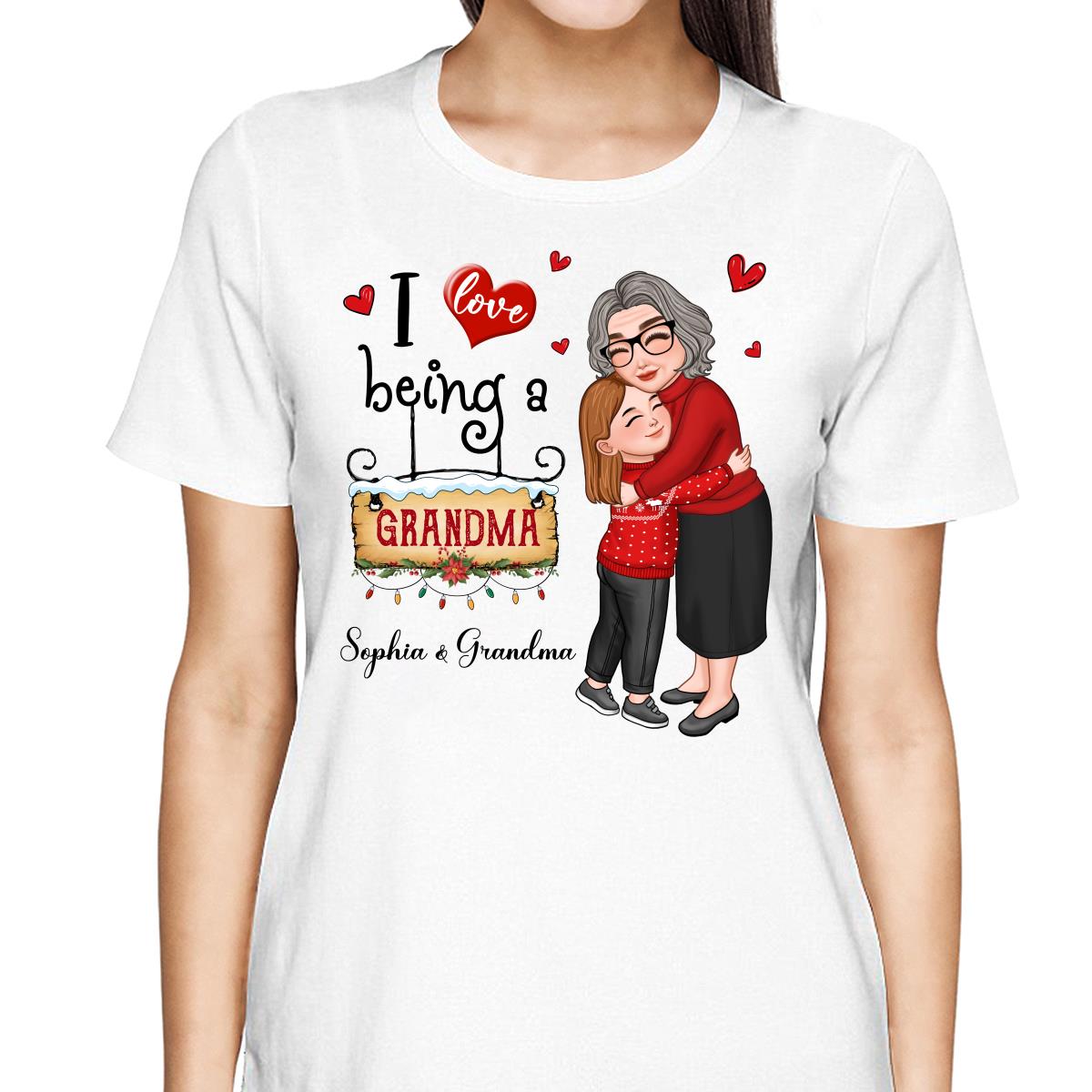 Love Being A Grandma Hugging Grandkid Personalized Hoodie Sweatshirt