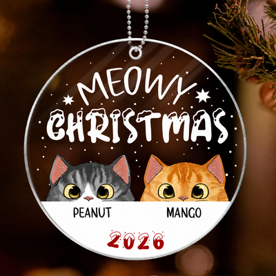 Cat Meowy Christmas Personalized Acrylic Ornament, Custom Cat Breed Ornament, Cat Lover Gift