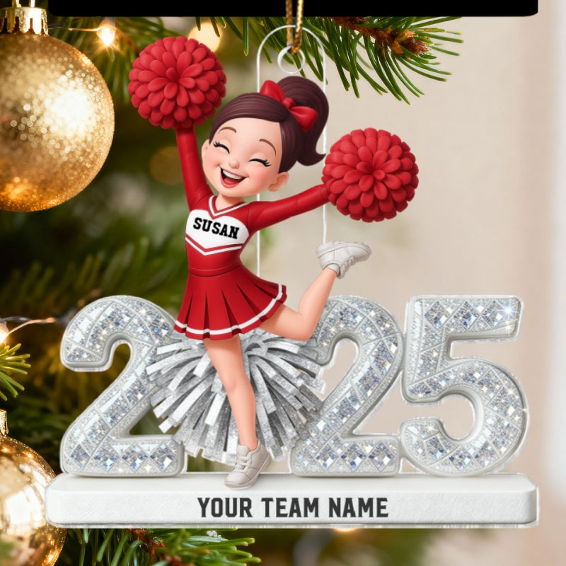 3D Shining Effect Christmas Cheerleader - Personalized Acrylic Ornament - Christmas Gift For Cheerleaders
