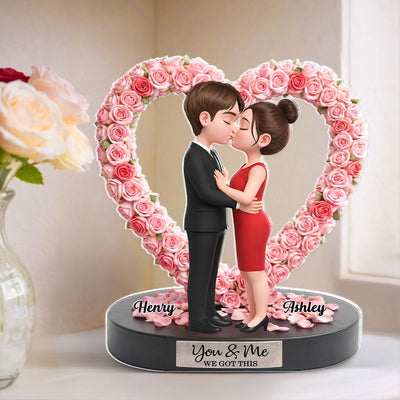 Love In Bloom - Personalized Acrylic Block Plaque - Anniversary, Valentine's Day Gift, Gift For Him, Gift For Her