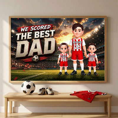 Soccer Dad & Kids Together - Personalized Poster - Father's Day Gift For Dad, Husband