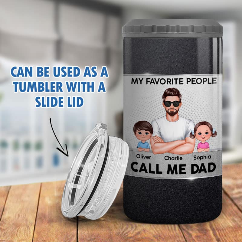 Favorite People Call Me Dad Simple Modern Tumbler Personalized 4 in 1 Can Cooler Christmas Gift For Dad