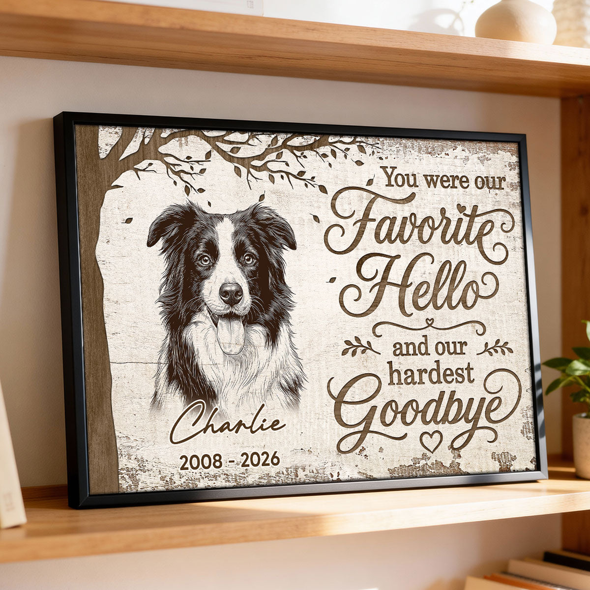 Under Tree Pet Dog Cat Memorial Custom Photo You Were Our Favorite Hello - Personalized Poster - Sympathy Gift, Remembrance Gift