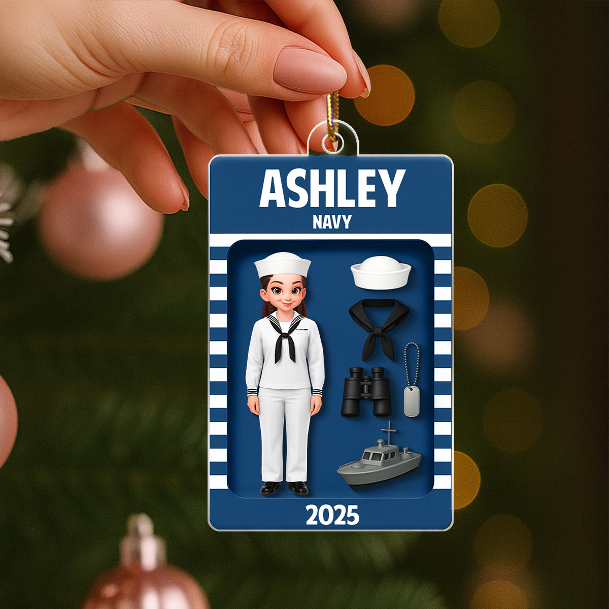 Navy Action Figure 3D Effect - Personalized Acrylic Ornament - Special Gift For Navy