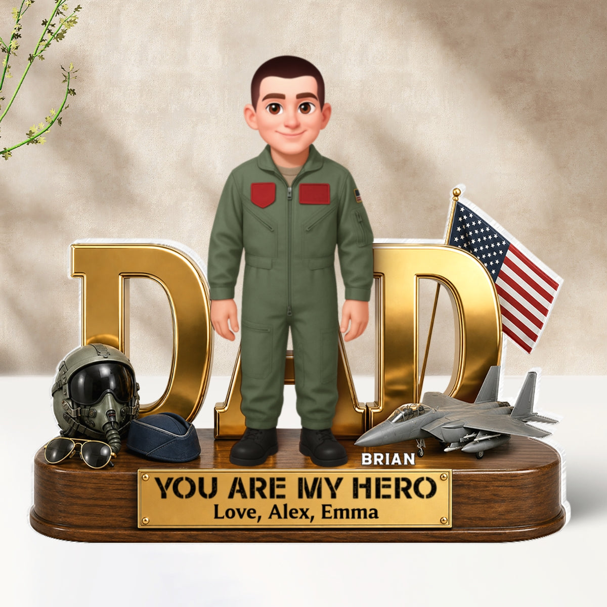 Proud American Air Force Dad You Are Our Hero - Personalized Acrylic Block Plaque - Father's Day Gift For Dad