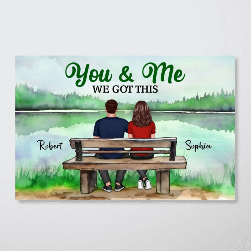 Couple On Bench Lake View Personalized Horizontal Poster