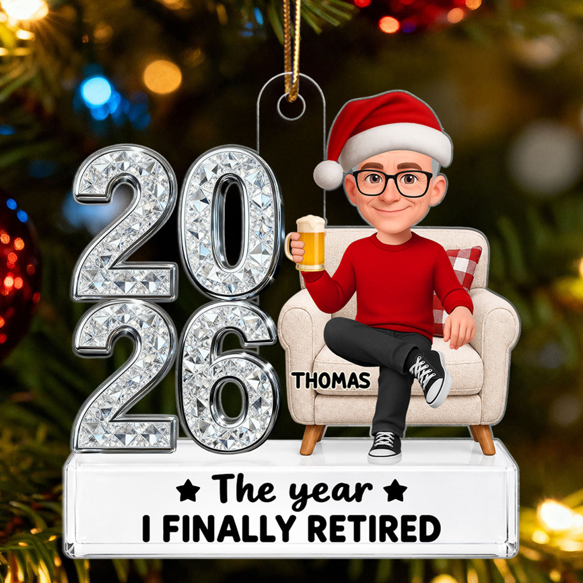 Officially Retired Not My Problem Anymore The Year I Finally Retired - Personalized Acrylic Ornament - Christmas Gift, Retirement Gift