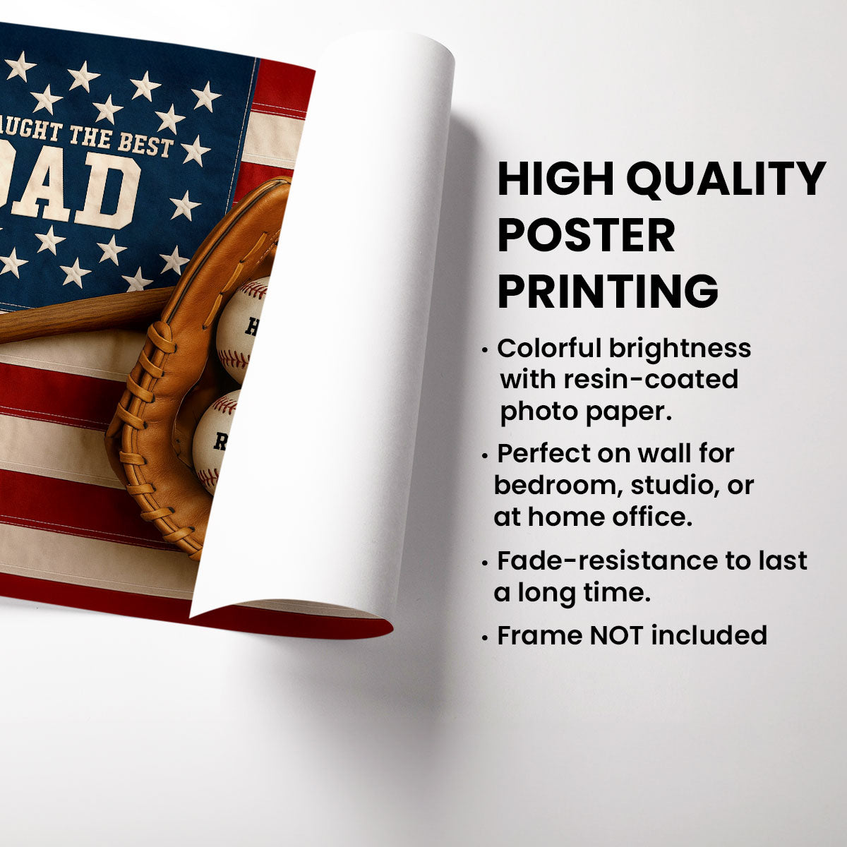 Nation Flag We Caught The Best Dad Baseball 3D Effect Personalized Poster, Unique Father's Day Gift For Dad