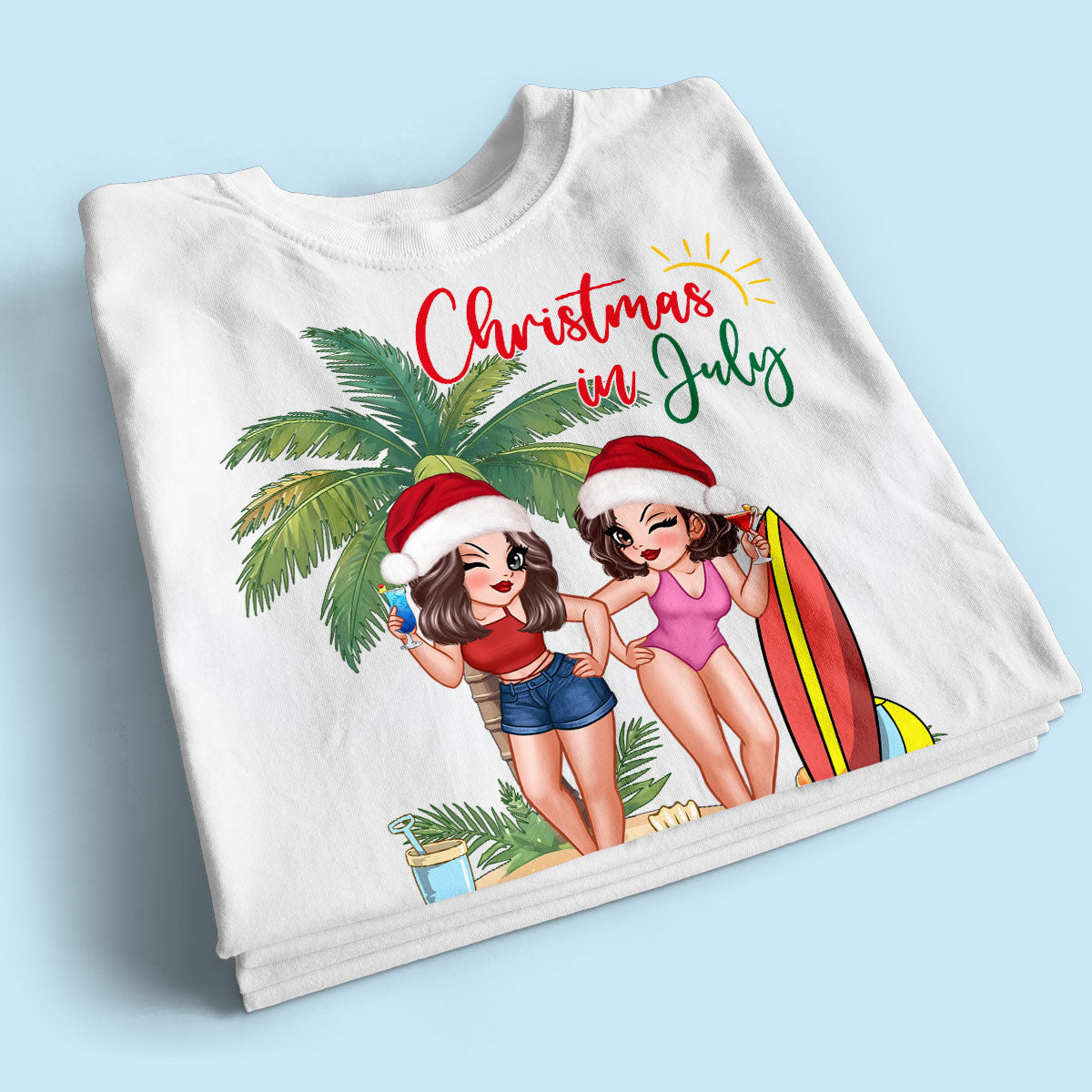 Christmas In July Summer Girls Personalized Shirt