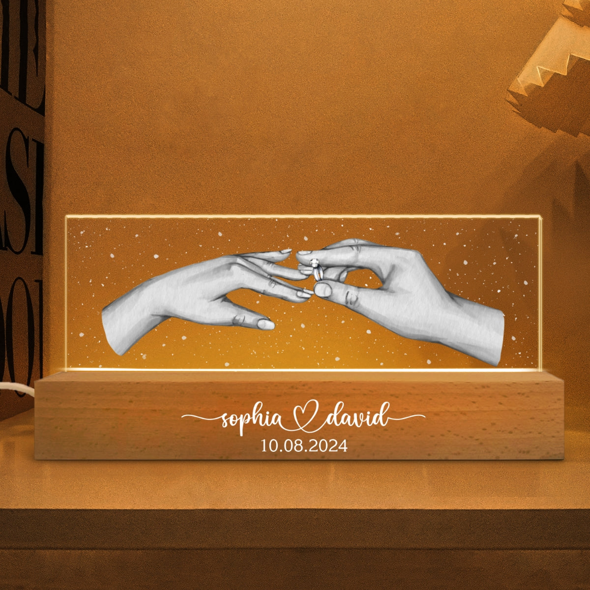Will You Marry Me? She Said Yes! Personalized Acrylic Block LED Night Light, Marriage Proposal, Newly Engaged Present, Just Engaged Gifts for Couples