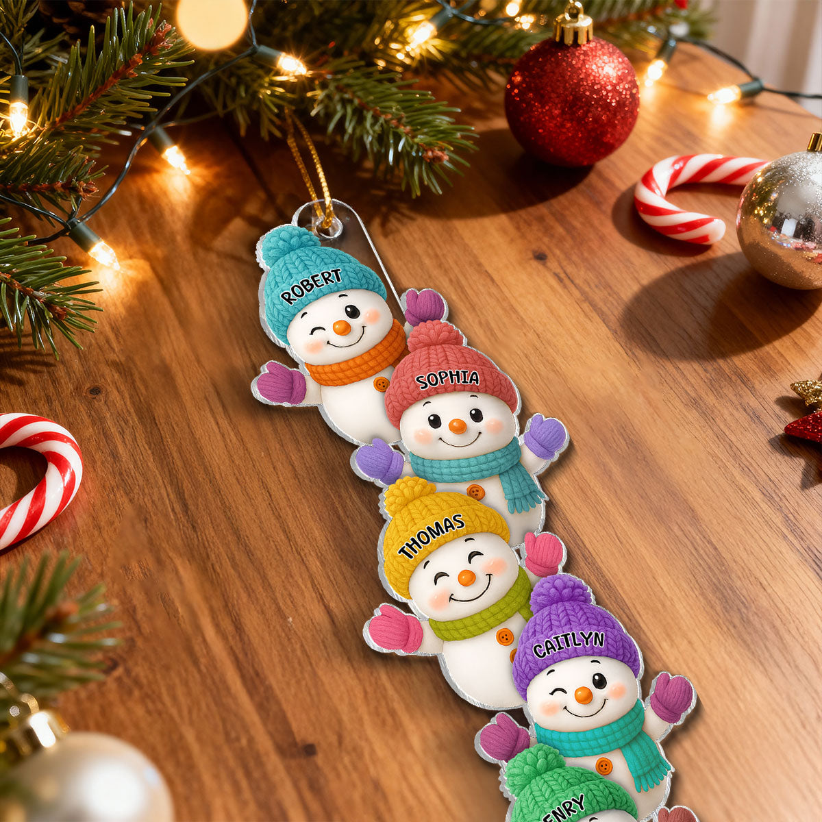 Stacked Snowman Our Grandkids Christmas - Personalized Acrylic Ornament - Gift For Grandparents, Grandkids, Family