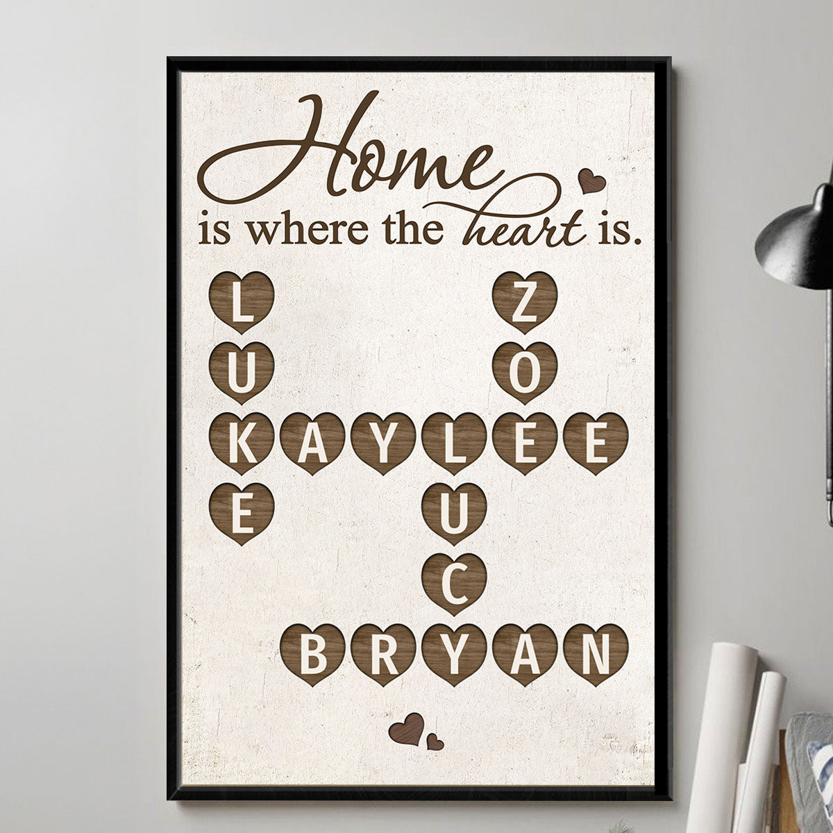 Home Is Where The Heart Is Crossword Art Puzzle Personalized Poster