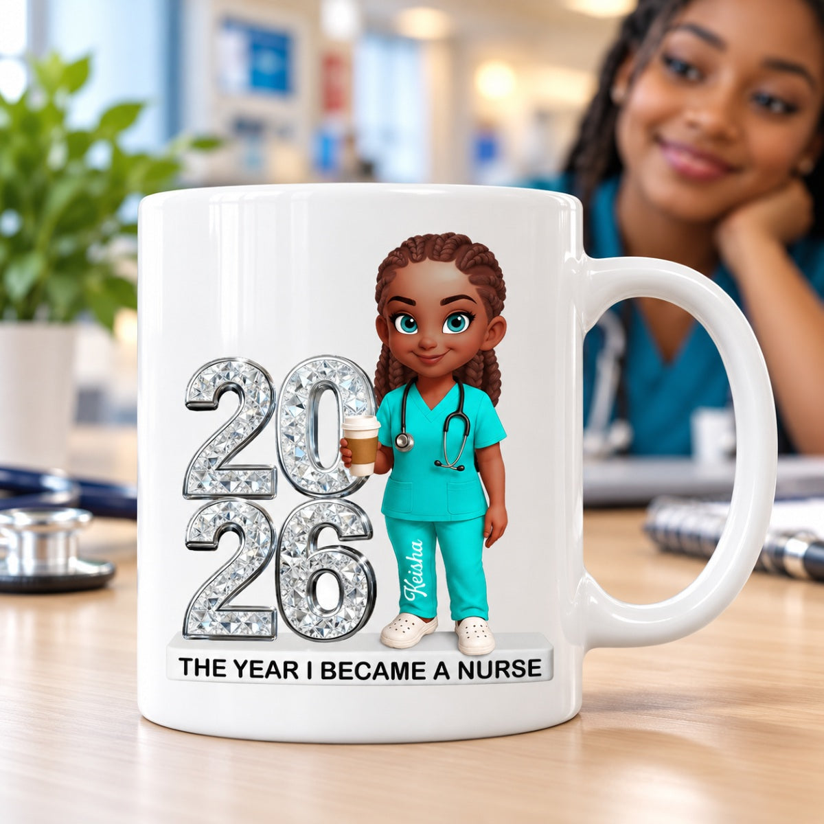 The Year I Became A Nurse - Personalized Mug - Christmas Gift, Graduation Gift For Nurse, Milestone Keepsake For Healthcare Workers