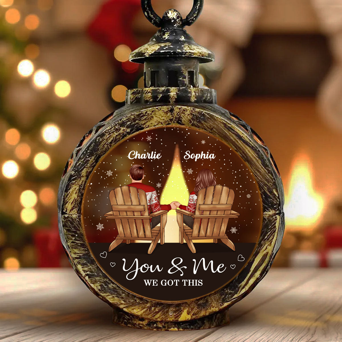 You & Me We Got This Couple Back View Personalized Lantern Ornament