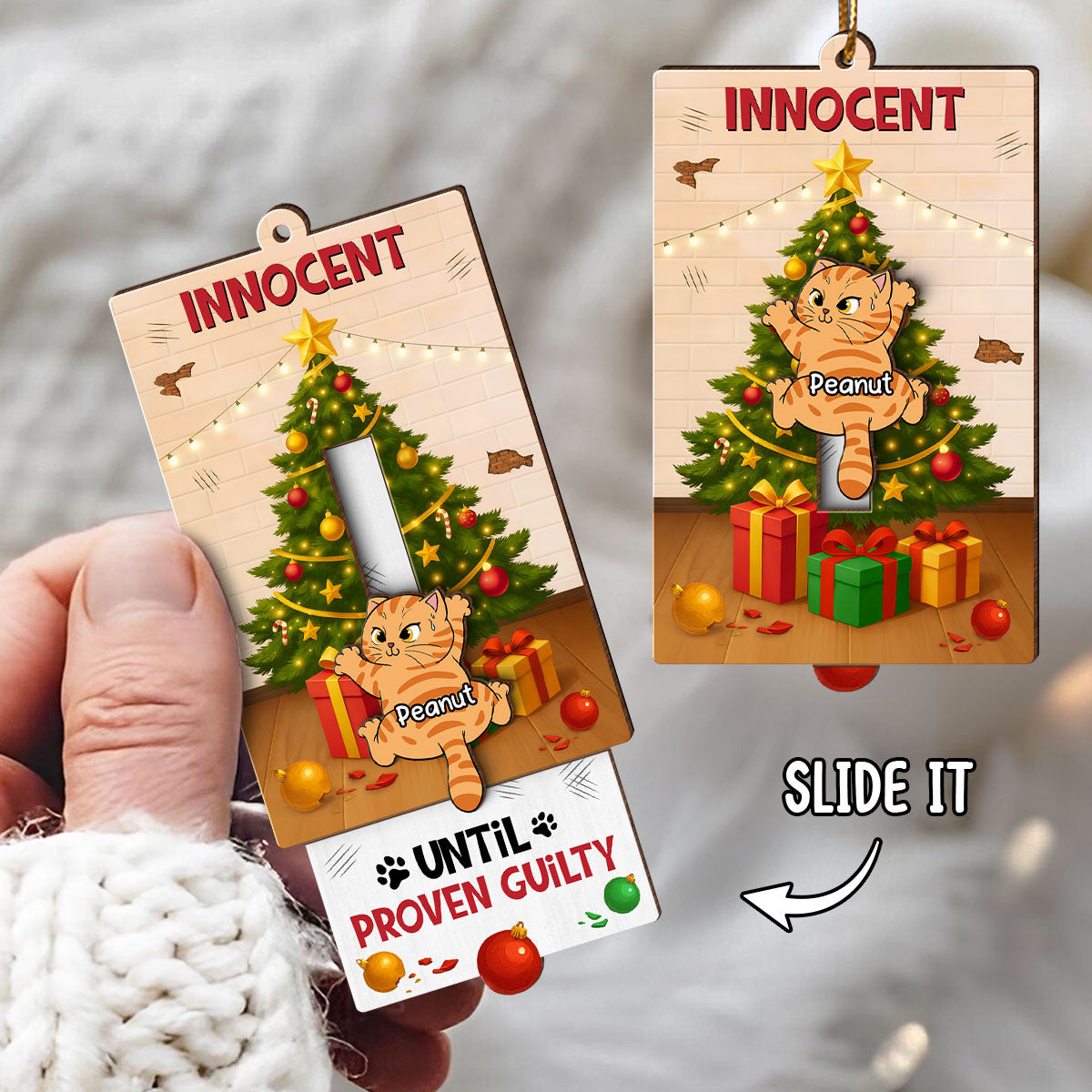 Naughty Cats Christmas Tree - Personalized Slider Ornament