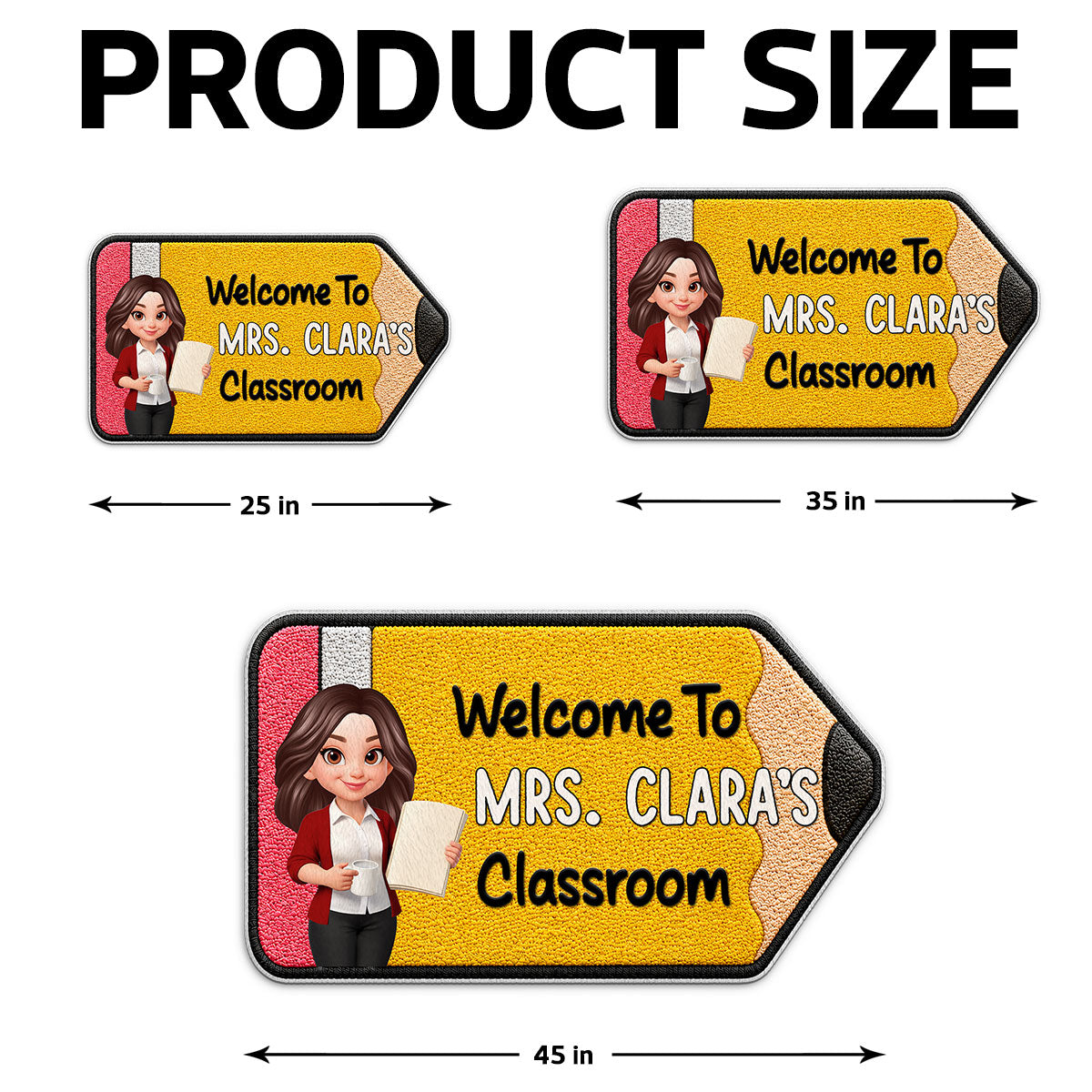 Happy Pencil Teacher Welcome To Classroom - Personalized Doormat - Back To School Gift For Teacher, Classroom Decor