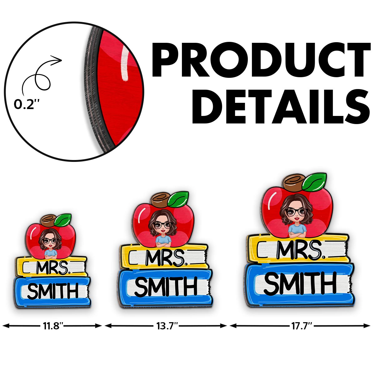 Teacher Apple And Books Personalized Wood Sign, Teacher Appreciation Gift, Classroom Decor, Welcome Back To School