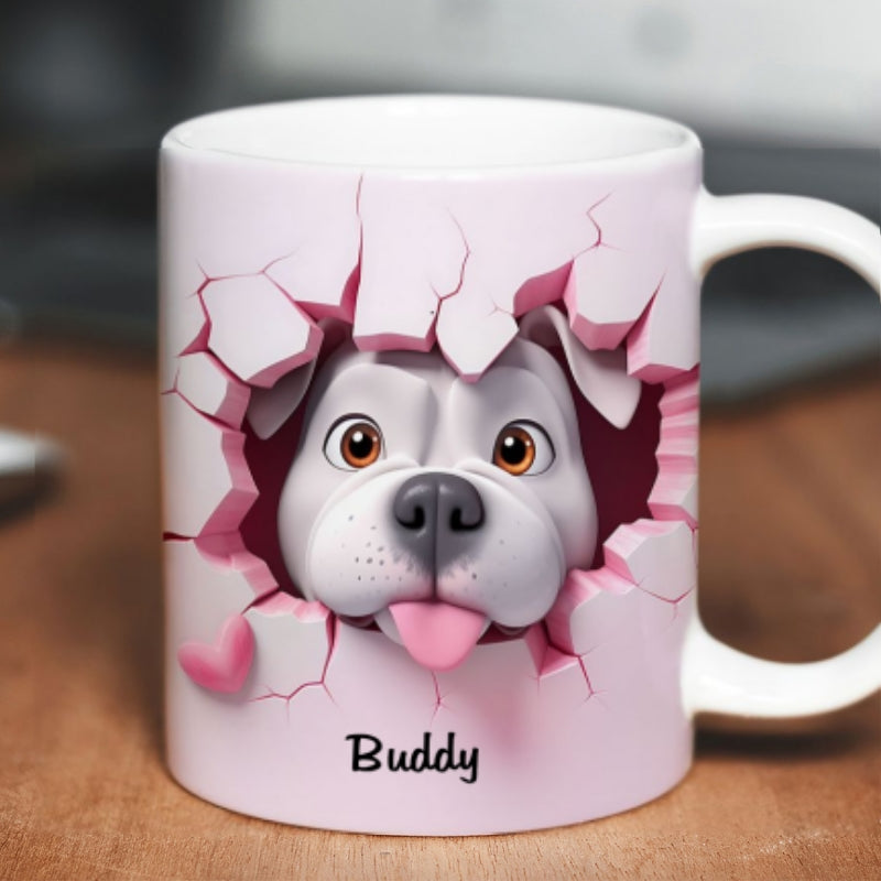 Cute Dog 3D Effect Personalized Mug, Mother's Day, Birthday Gift for Dog Moms