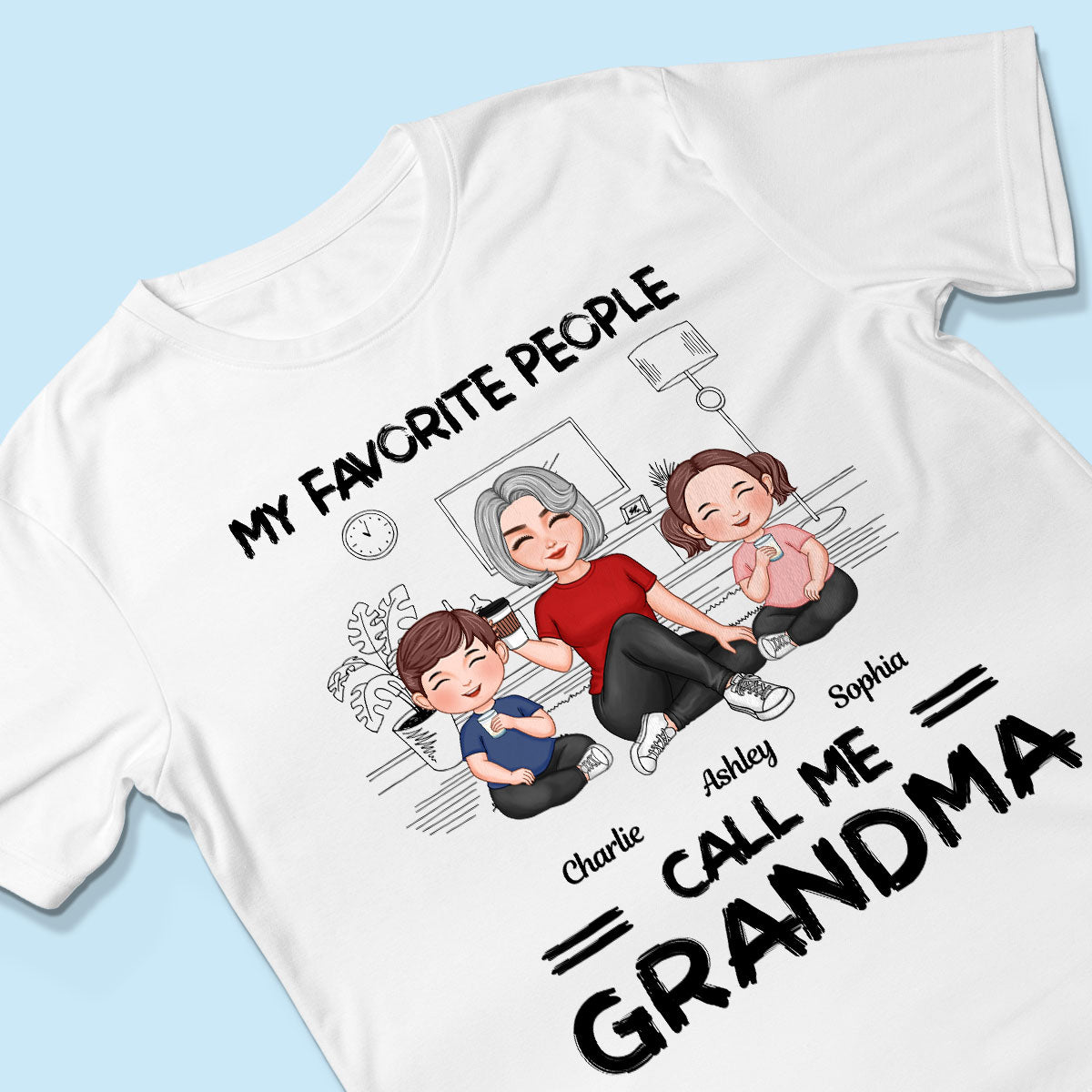 Grandma Grandkids Sitting Favorite People Call Me Grandma Personalized Shirt