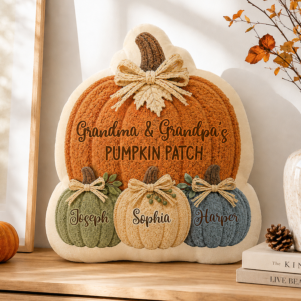 Grandma & Grandpa's Pumpkin Patch 2D Printed - Personalized Pillow - Fall Season Decor For Grandparents