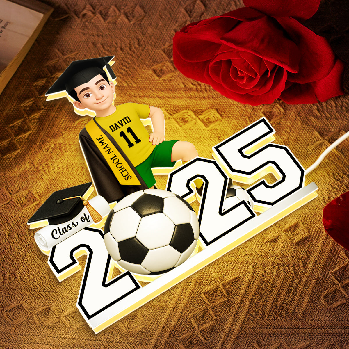 Soccer Boy Girl Senior Graduation - Personalized Light Box - Christmas Gift For Son Daughter Grandson Granddaughter