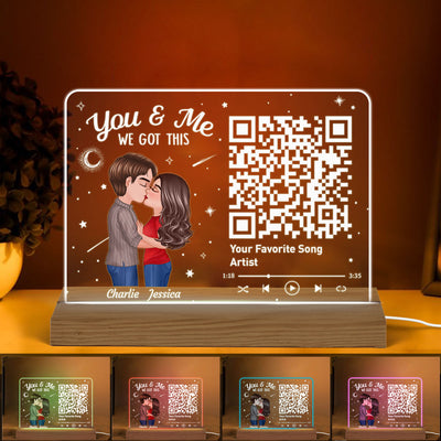 Couple Kissing Under Stars Sky Gift For Him For Her Personalized Custom Shape Acrylic Plaque Warm LED Night Light