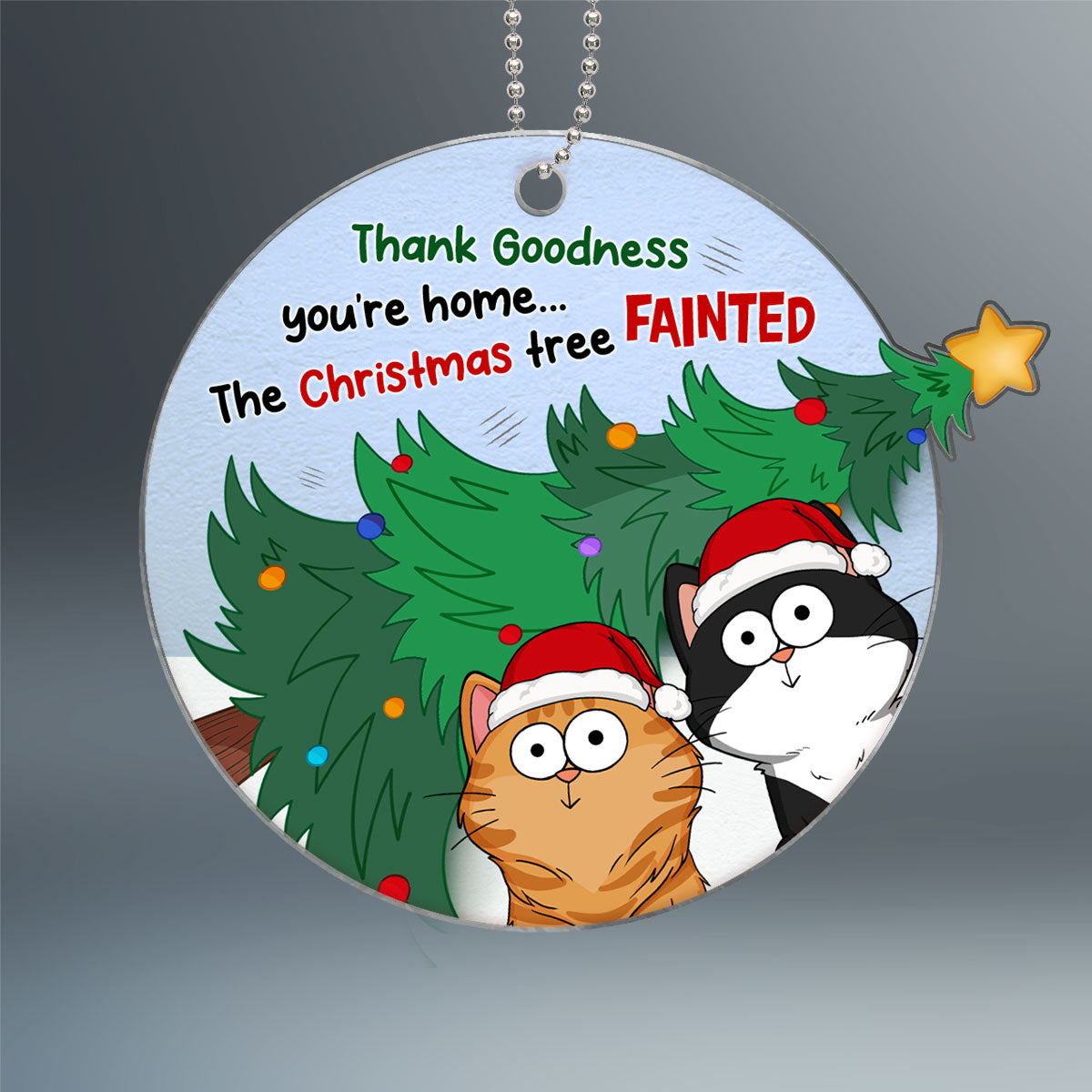 Christmas Tree Fainted Funny Expression Cats Personalized Acrylic Ornament
