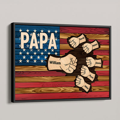 Grandpa Dad Nation Flag Fist Bump Personalized Poster, Gift For Grandpa, Dad