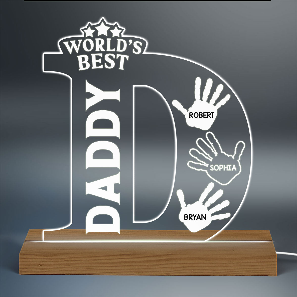 D Letter Handprints Father‘s Day Gift Personalized Warm Custom Shape LED Night Light