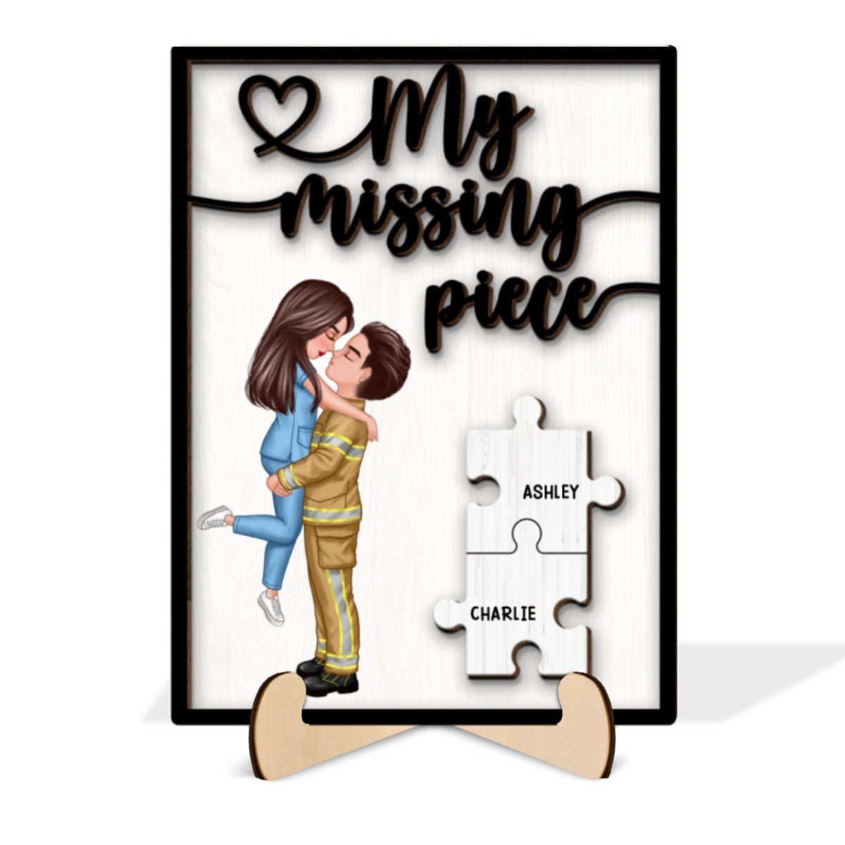 My Missing Piece Gift by Occupation Gift For Her Gift For Him - Personalized 2-Layered Wooden Plaque - Gift for Him, Gift for Her