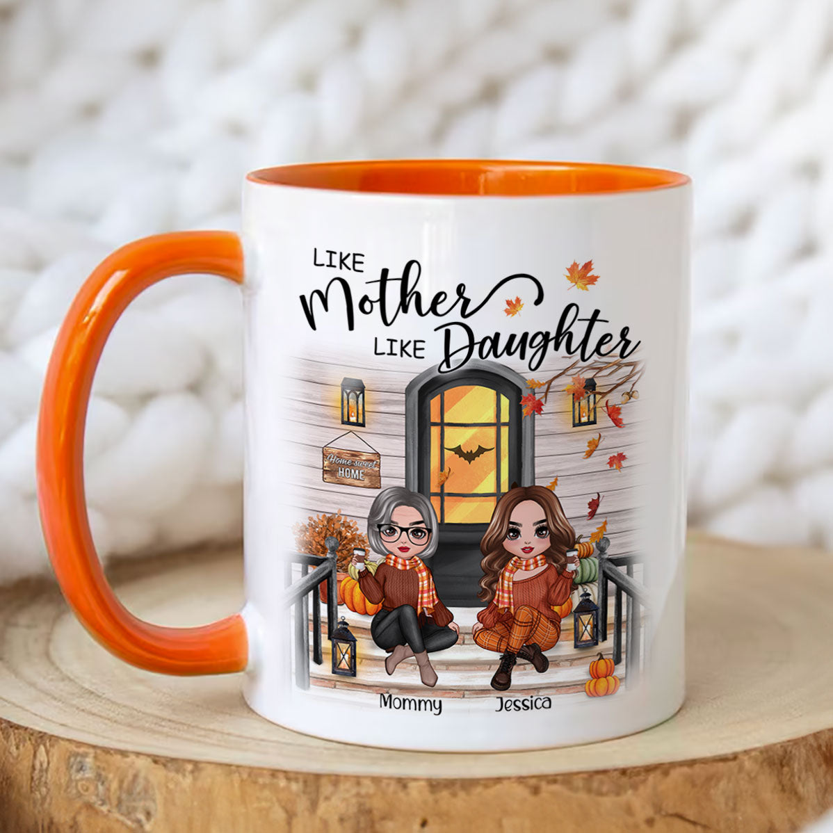 Fall Season Like Mother Like Daughter Front Porch Personalized Mug
