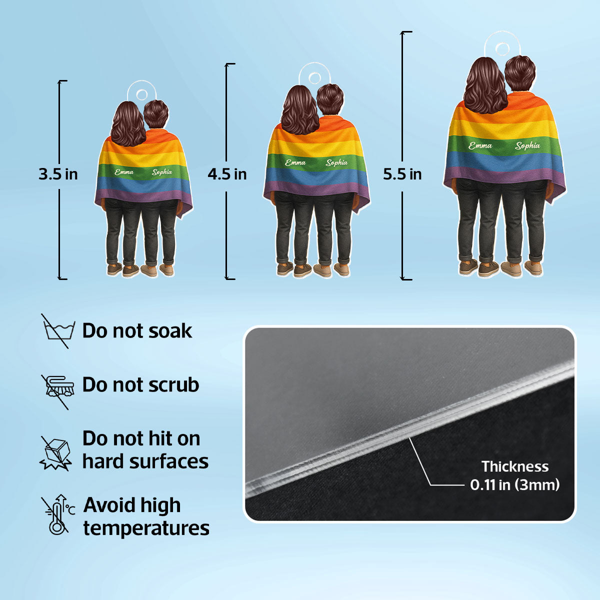 Pride Month LGBT Couple Love Wins Personalized Acrylic Car Hanger, Gift For Couple