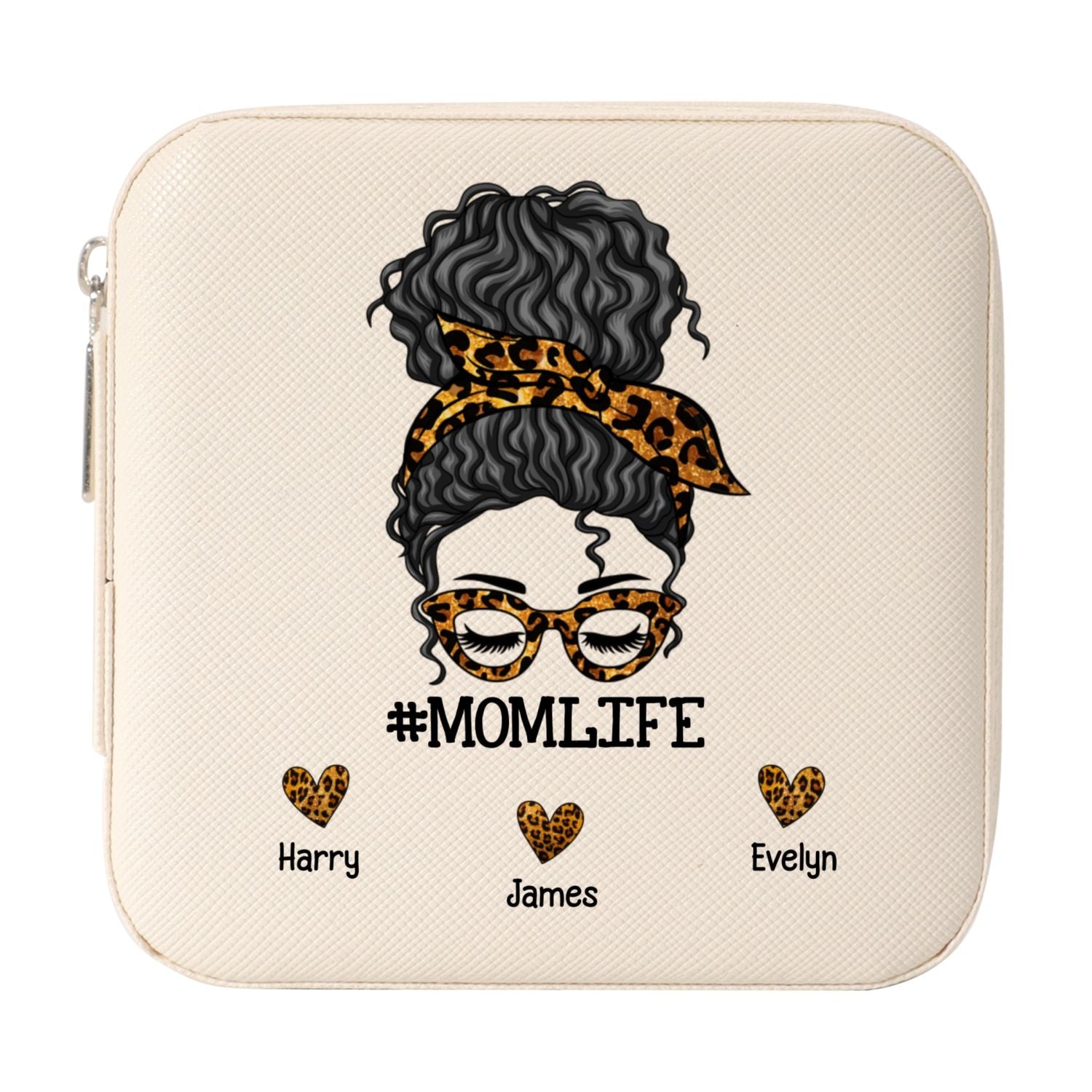 Mom Life Messy Bun Personalized Jewelry Box, Gift For Mom, Grandma