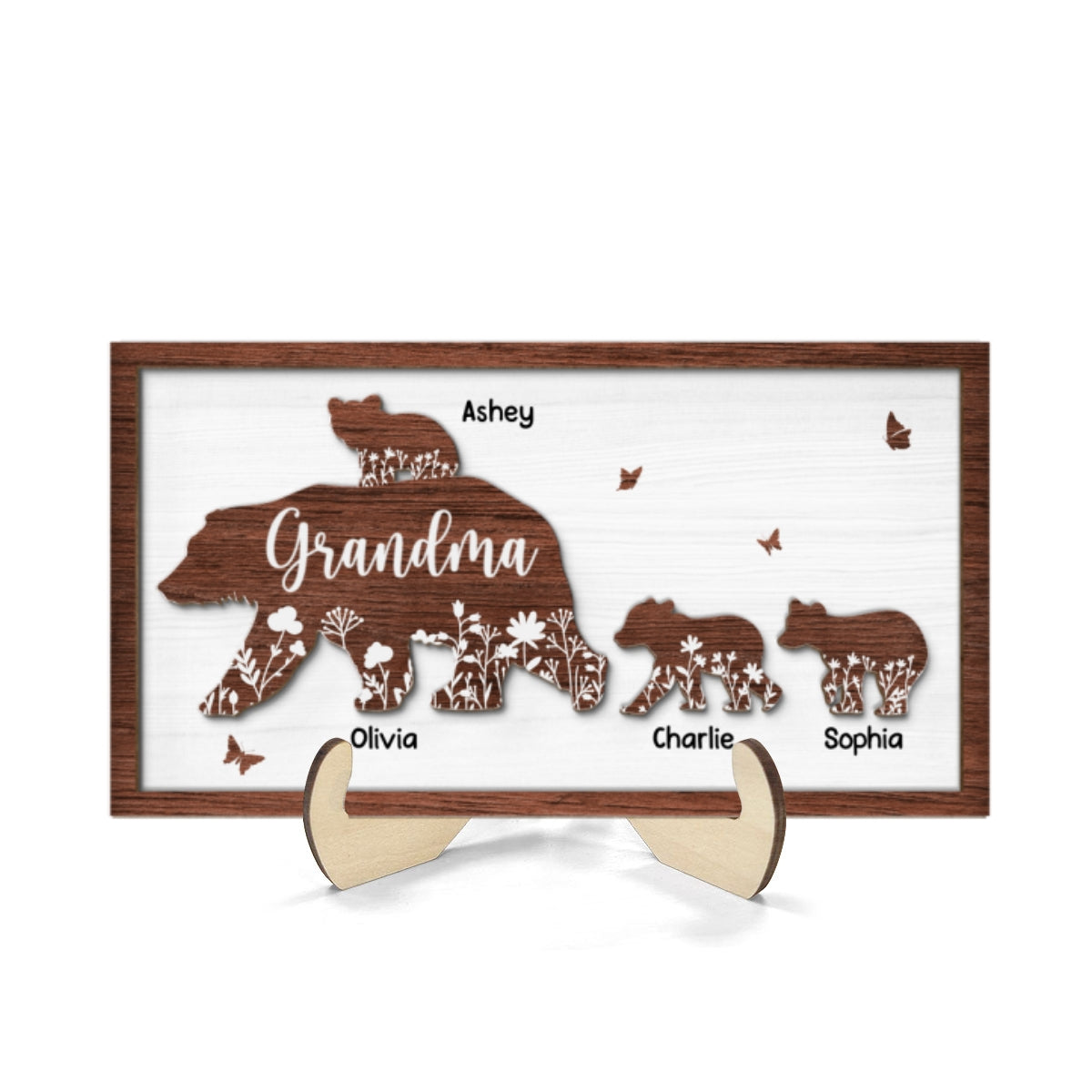 Mama Grandma Bear Personalized 2-layer Wooden Plaque