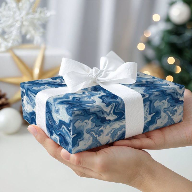 Marble Blue Gift Wrapping Paper