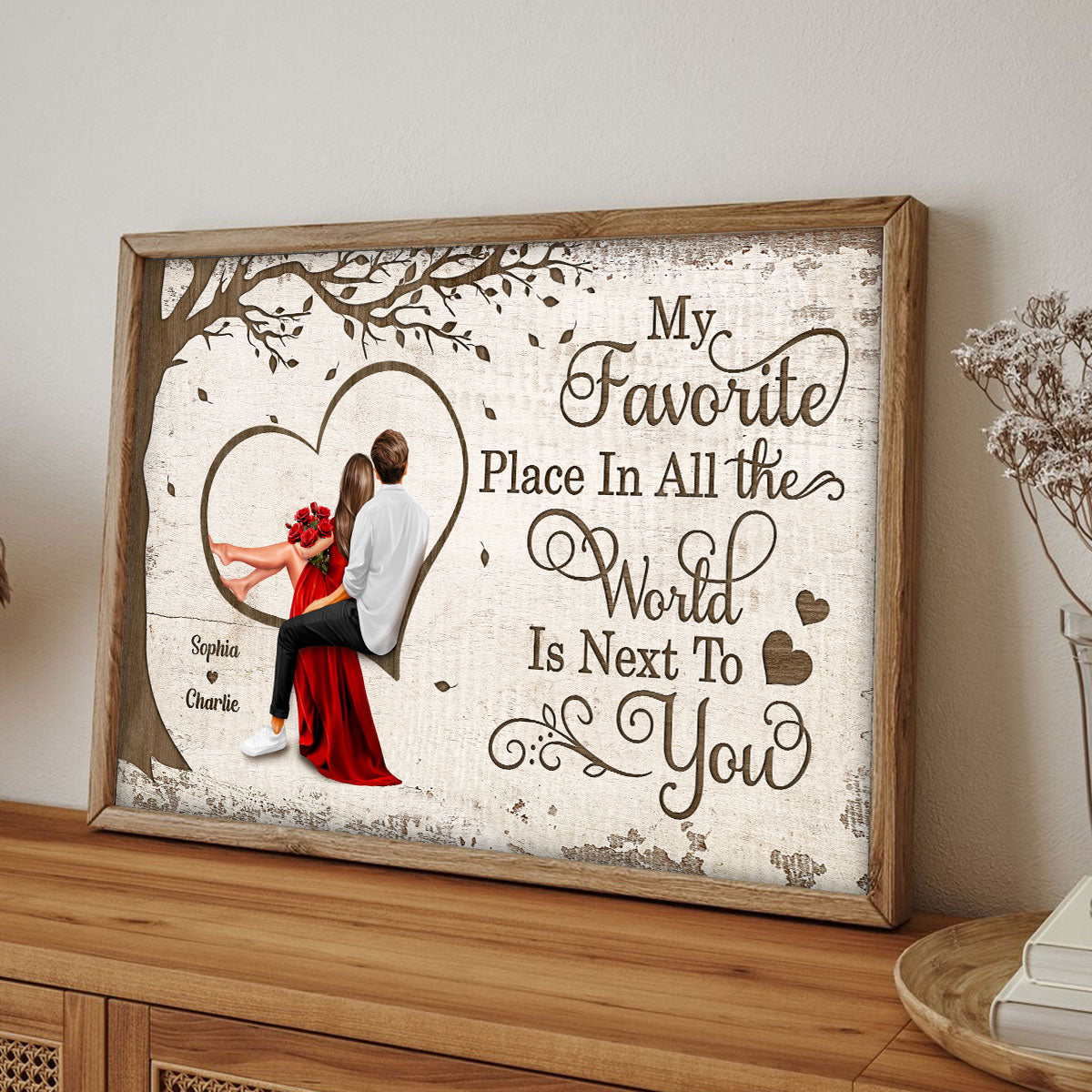 Favorite Place In The World Heart Couple Sitting Couple, Best Personalized Couple Gift For Valentine's Day, Anniversary Gift For Him, For Her