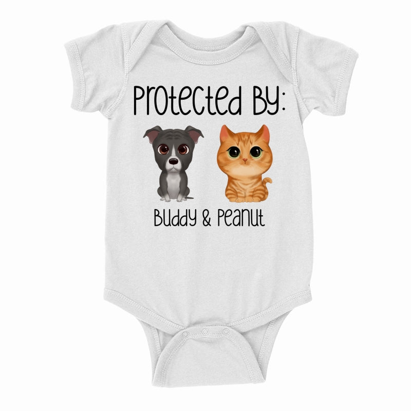 Baby Shower Gift Protected By Pets Personalized Onesie