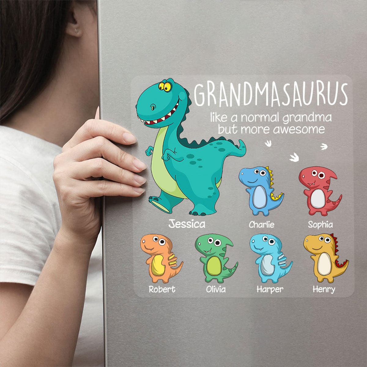 Grandmasaurus And Kids Decor For Grandma On Car Window Fridge Personalized Decal