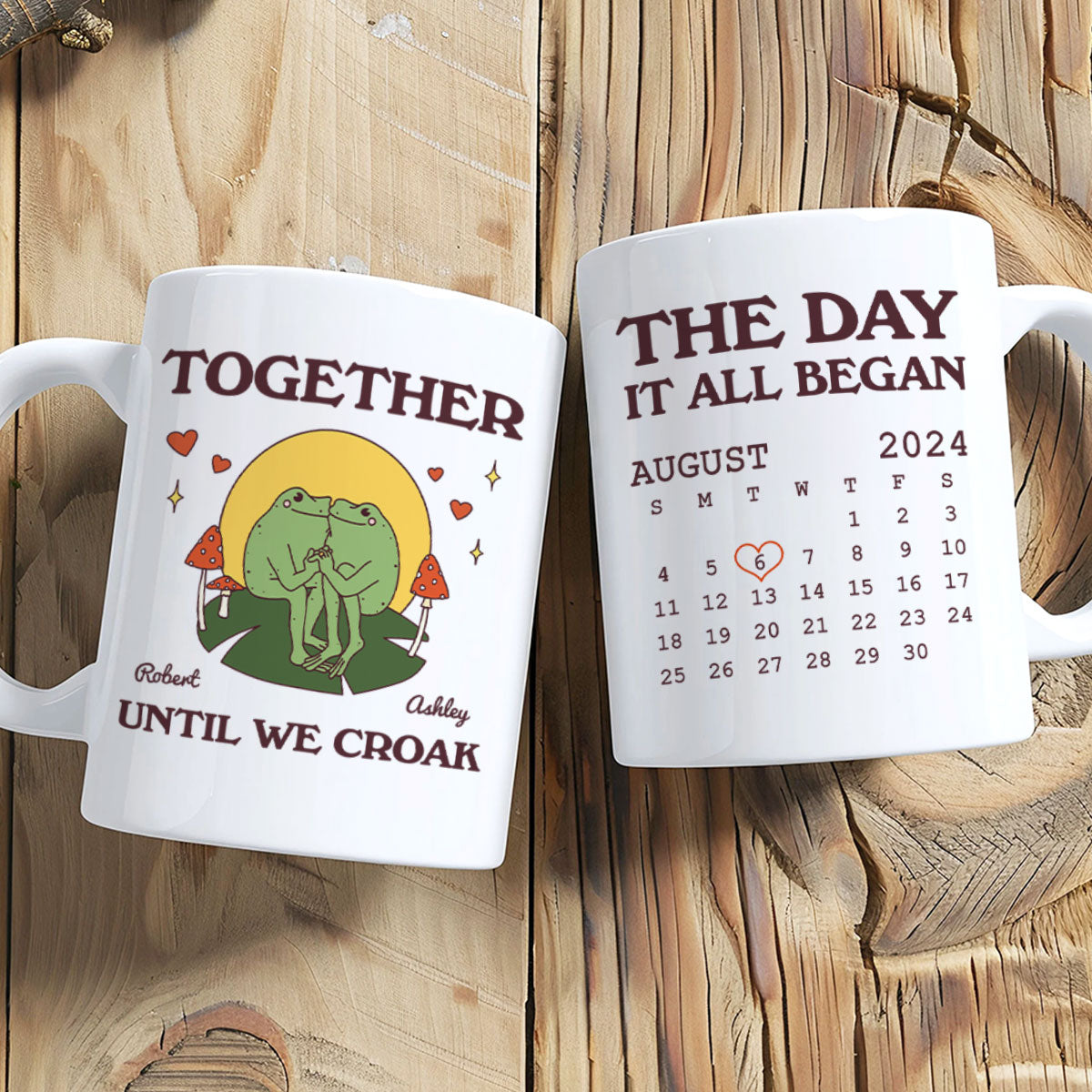 Until We Croak Together Frog Couple Anniversary Calendar Keepsake Personalized Mug