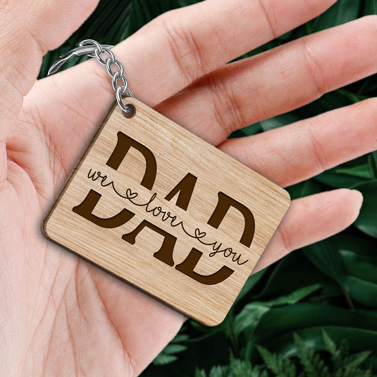 Best Dad Ever Doll Man & Kids Sitting On Wall Personalized Wooden Keychain